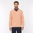 G54M05 Mens Plain Vee Kneck Pattern Front Knit Gabicci Classic - PEACH