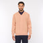 G54M05 Mens Plain Vee Kneck Pattern Front Knit Gabicci Classic - PEACH