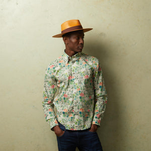 V54GW11 Mens Clarke Long Sleeve Pattern Shirt Gabicci Vintage - MEADOW