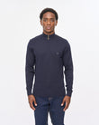 V57GK15 Mens Naxton Long Sleeve Plain Knit Zip Neck Gabicci Vintage - NAVY