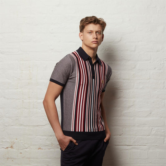 V56GM05 Mens Jed Short Sleeve Knit Polo Gabicci Vintage - NAVY