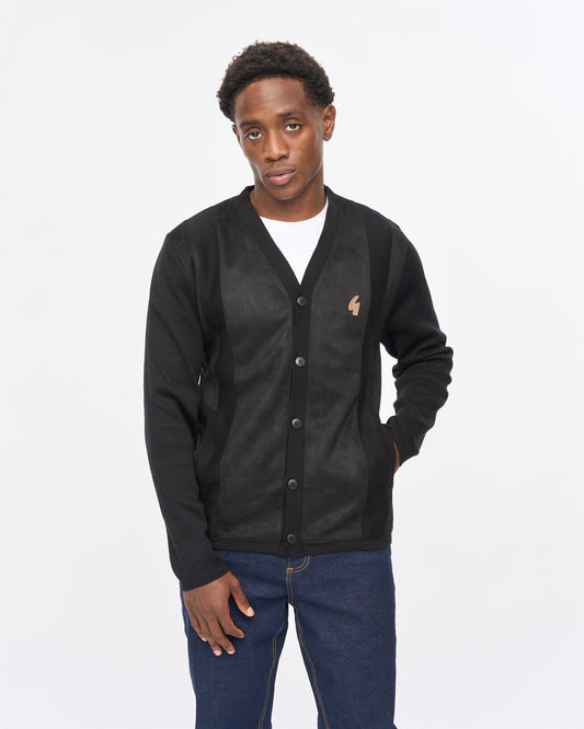 V57GM28 Mens Hurst Long Sleeve Knit Cardigan Gabicci Vintage - BLACK