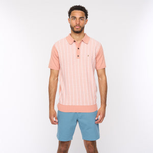 G54M09 Mens Short Sleeve Knitted Polo Gabicci Classic - PEACH