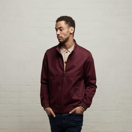 V53GJ13 Mens Hamilton Harrington Style Twill Jacket Gabicci Vintage - BERRY
