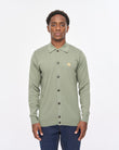 V57GK16 Mens Azima Long Sleeve Plain Knit Button Thru Gabicci Vintage - KHAKI