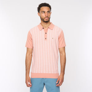 G54M09 Mens Short Sleeve Knitted Polo Gabicci Classic - PEACH