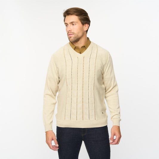 G55M05 Fancy Vee Neck Sweater Gabicci Classic LINEN
