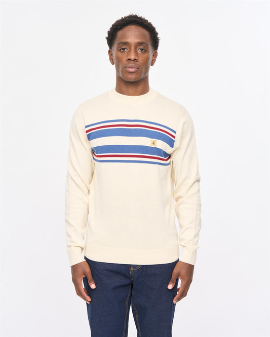 V57GM19 Mens Liam Long Sleeve Knit Crew Gabicci Vintage - CREAM
