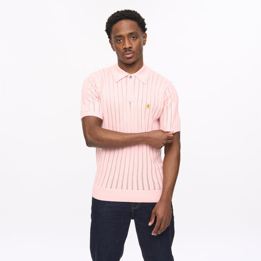 V56GM04 Mens Woodall Short Sleeve Knit Polo Gabicci Vintage - CANDY