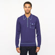 V55GM23 Mens Kiki Long Sleeve Archive Knitted Zip Neck Polo Gabicci Vintage - ATLANTIC