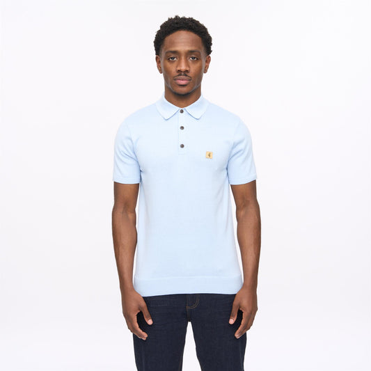 V56GK04 Mens Jackson Short Sleeve Plain Knit Polo Gabicci Vintage - SURF