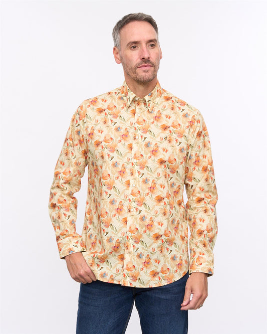 G57W07 Mens Print Shirt Gabicci Heritage - CREAM