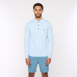 V54GK08 Mens Francesco Long Sleeve Plain Knitted Polo Gabicci Vintage - AZURE