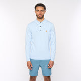 V54GK08 Mens Francesco Long Sleeve Plain Knitted Polo Gabicci Vintage - AZURE