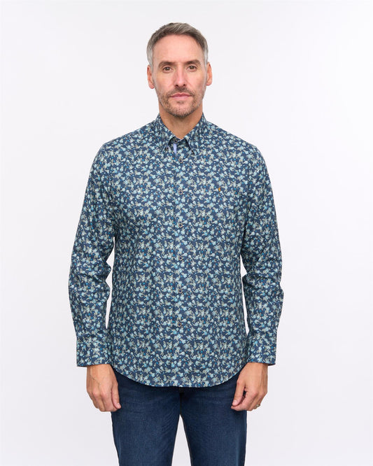 G57W05 Mens Print Shirt Gabicci Heritage - NAVY