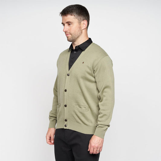 G00K02 Mens Button Thru Cardigan Gabicci Classic - OLIVE
