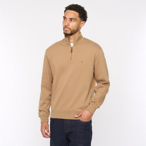 G54D01 Mens Quarter Zip Sweat Gabicci Classic - GRANOLA