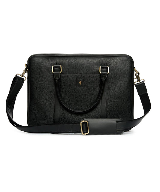 AGABB06 Leather Joe Laptop Bag BLACK