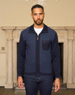 G57M10 Mens Pattern Front Knit Zip Thru Cardigan Gabicci Heritage - NAVY