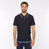 G54M08 Mens Short Sleeve Zip Neck Knitted Polo Gabicci Classic - NAVY