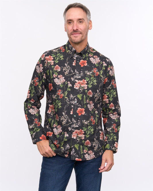 G57W10 Mens Print Shirt Gabicci Heritage - BLACK