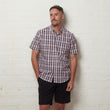 G56W01 Mens Button Down Short Sleeve Check Shirt Gabicci Classic - CANDY