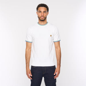 V54GM16 Mens Santino Short Sleeve Knitted Crew Neck Gabicci Vintage - WHITE