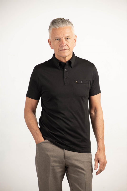 V00GX18 Mens Ladro Jersey Polo Shirt Gabicci Vintage - BLACK