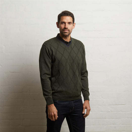 G55M04 Fancy Vee Neck Sweater Gabicci Classic IVY