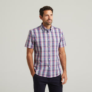 G54W02 Mens Short Sleeve Check Shirt Gabicci Classic - SAPPHIRE