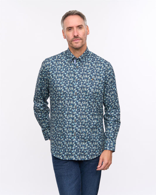 G57W05 Mens Print Shirt Gabicci Heritage - NAVY