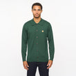 V55GK16 Mens Azima Long Sleeve Plain Knitted Button-Thru Polo Gabicci Vintage - IVY