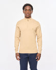 V57GK15 Mens Naxton Long Sleeve Plain Knit Zip Neck Gabicci Vintage - CARAMEL