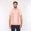V54GM04 Mens Dante Short Sleeve Pattern Knitted Polo Gabicci Vintage - PEACH