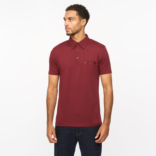 V55GX18 Mens Ladro Short Sleeve Plain Jersey Polo Shirt Gabicci Vintage - MULBERRY