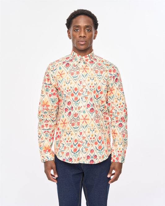 V57GW05 Mens Archie Long Sleeve Shirt Gabicci Vintage - CREAM