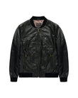 AGABJ01 Leather Bomber Jacket BLACK