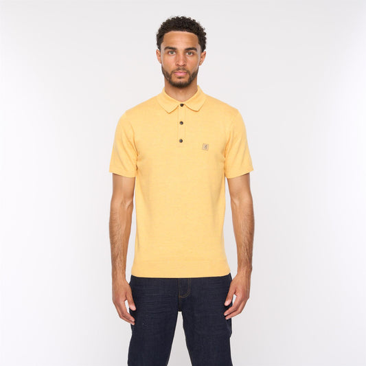 V54GK04 Mens Jackson Short Sleeve Plain Knitted Polo Gabicci Vintage - PINEAPPLE