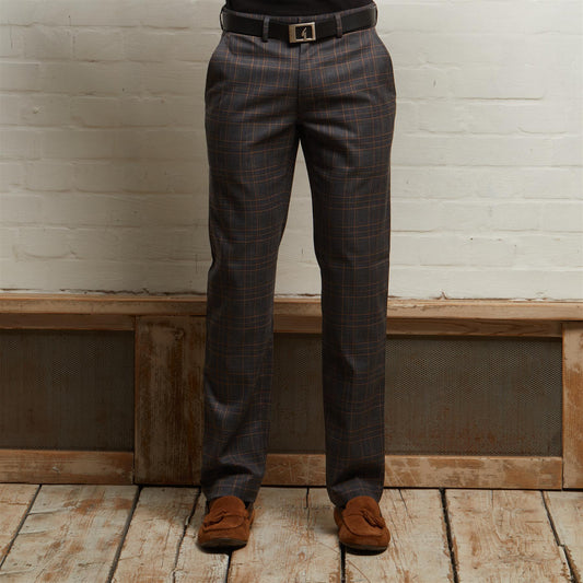 V55GT15 Mens Fairway Stretch Check Chino Gabicci Vintage - CHARCOAL