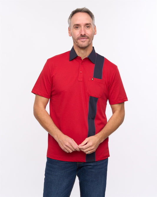 G57X28 Mens Short Sleeve Jersey Polo Gabicci Heritage - RED
