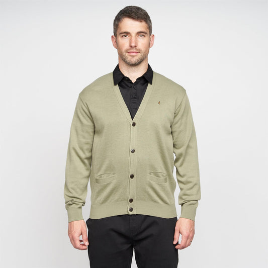 G00K02 Mens Button Thru Cardigan Gabicci Classic - OLIVE