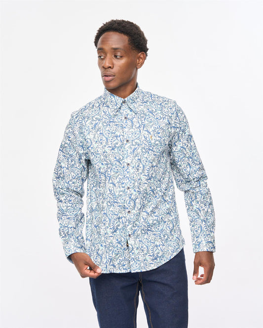 V57GW04 Mens Callum Long Sleeve Shirt Gabicci Vintage - AIRFORCE
