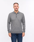G57K20 Mens Long Sleeve Plain Merino Knit Polo Gabicci Heritage - CHARCOAL