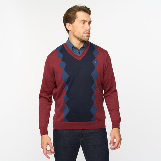 G55M06 Fancy Vee Neck Sweater Gabicci Classic MULBERRY