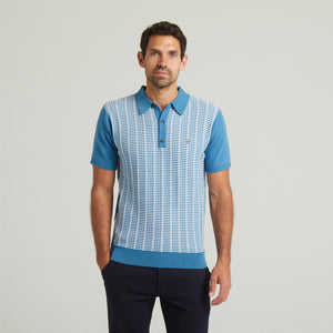 G54M09 Mens Short Sleeve Knitted Polo Gabicci Classic - AQUA