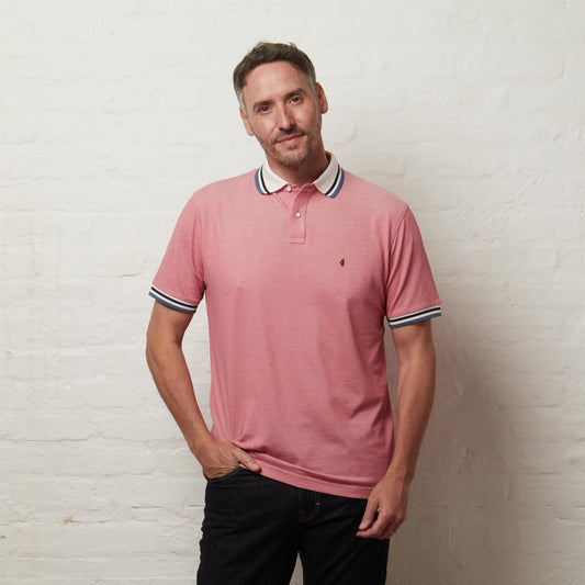 G56X01 Mens Short Sleeve Oxford Collar Jersey Polo Gabicci Classic - ROUGE