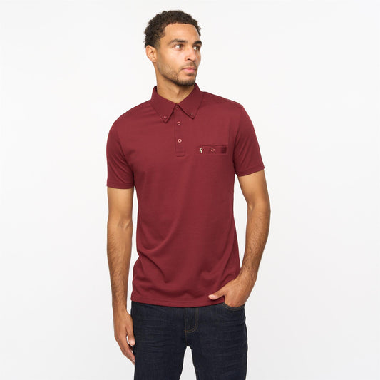 V55GX18 Mens Ladro Short Sleeve Plain Jersey Polo Shirt Gabicci Vintage - MULBERRY