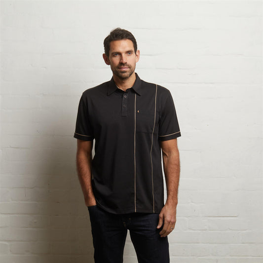 G55X02 Short Sleeve Jersey Shirt Gabicci Classic BLACK