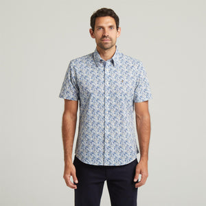 G54W10 Mens Short Sleeve Printed  Shirt Gabicci Classic - AZURE