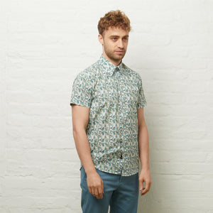 V54GW09 Mens Liam Short Sleeve Pattern Shirt Gabicci Vintage - AZURE